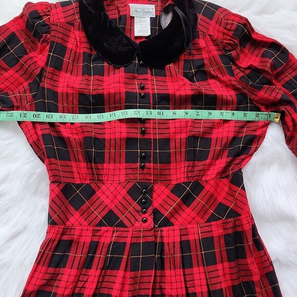 VINTAGE‎ - Miss Darby round collar red plaid dress 14 - Picture 5 of 9